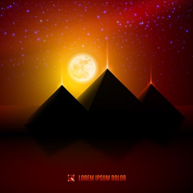 Kırmızı ve turuncu gece çöl manzarası