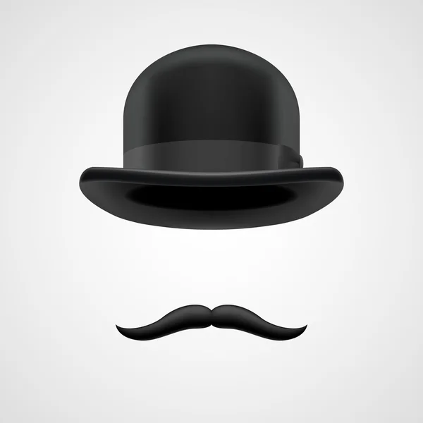 Un riche gentleman avec des moustaches et un chapeau melon — Image vectorielle