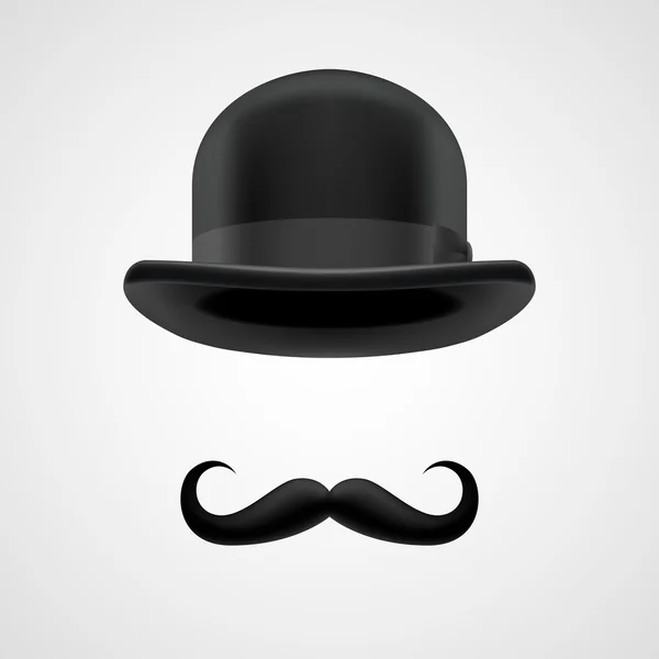 Riche gentleman avec moustaches et chapeau melon — Image vectorielle