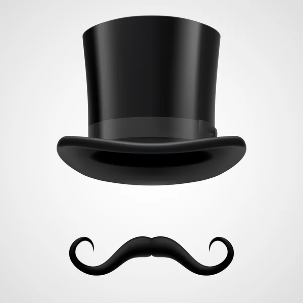 Moustaches and stovepipe hat magician — Stock Vector