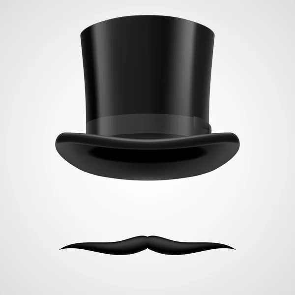Moustaches and stovepipe hat victorian gentleman — Stock Vector