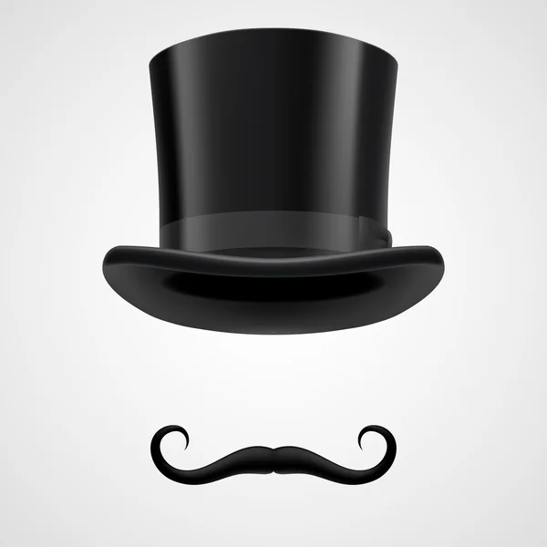 Moustaches et chapeau haut de forme aristocrate victorien — Image vectorielle