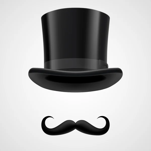 Moustaches et stovepipe chapeau victorien gentleman — Image vectorielle