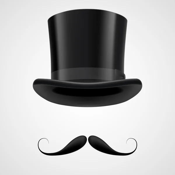 Moustaches et stovepipe chapeau victorien gentleman — Image vectorielle