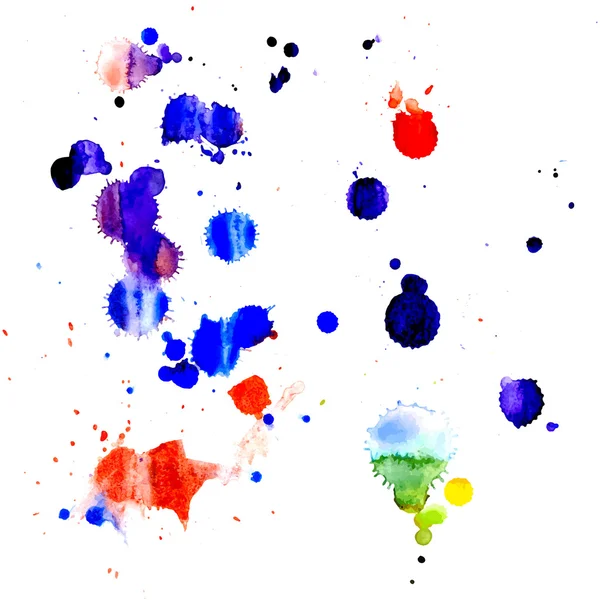 Fondo abstracto multicolor con salpicaduras de pintura de acuarela — Vector de stock