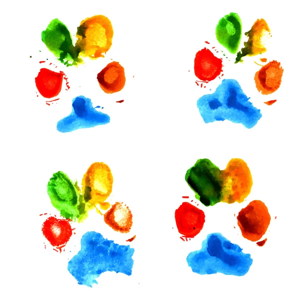Watercolor animal paw prints — Stock Vector