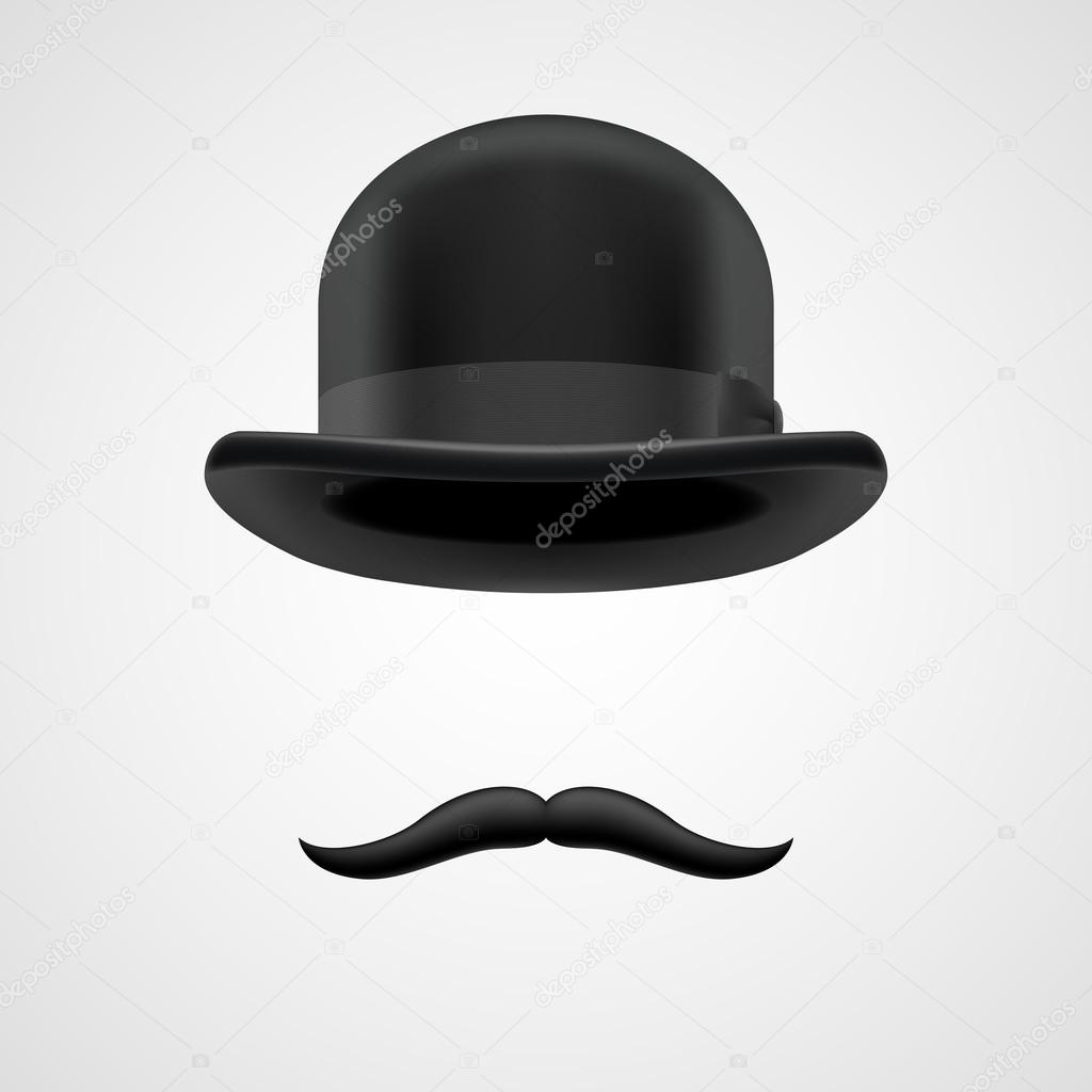 Wealthy gentleman with moustaches and bowler hat