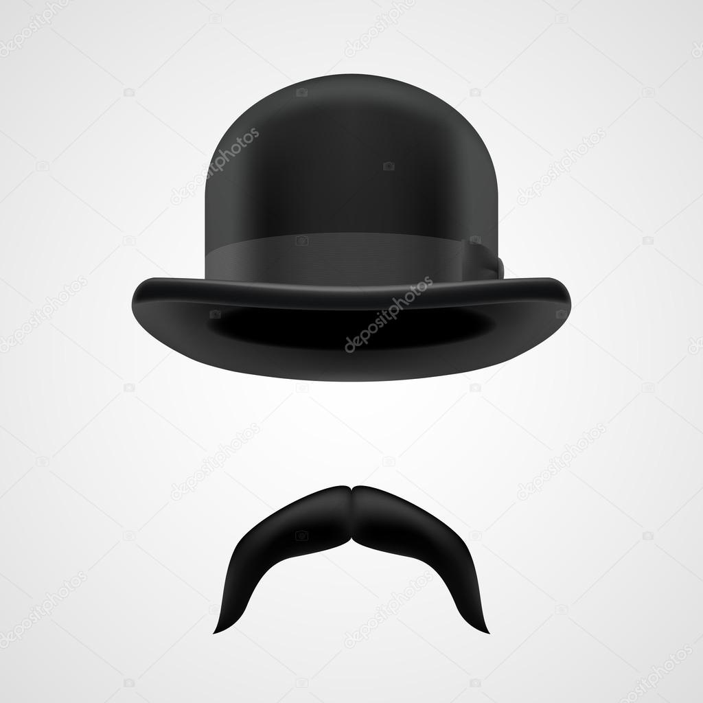 Funny gentleman with moustaches and bowler hat