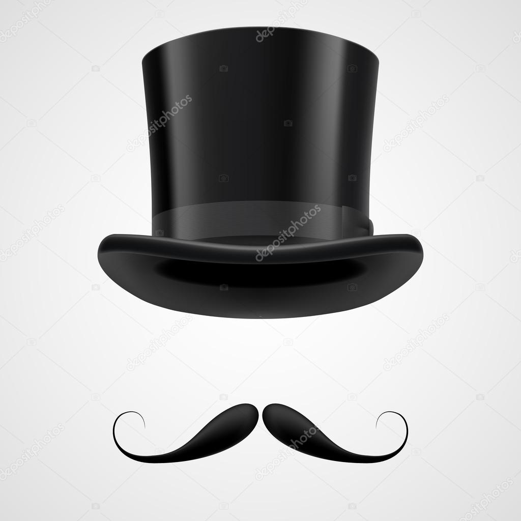 Moustaches and stovepipe hat victorian gentleman