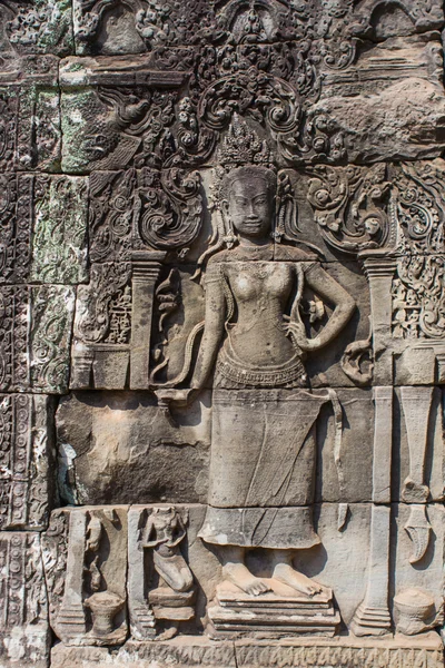 Apsara λιθοτεχνίας χορευτής στο Angkor Wat ο ναός — Φωτογραφία Αρχείου