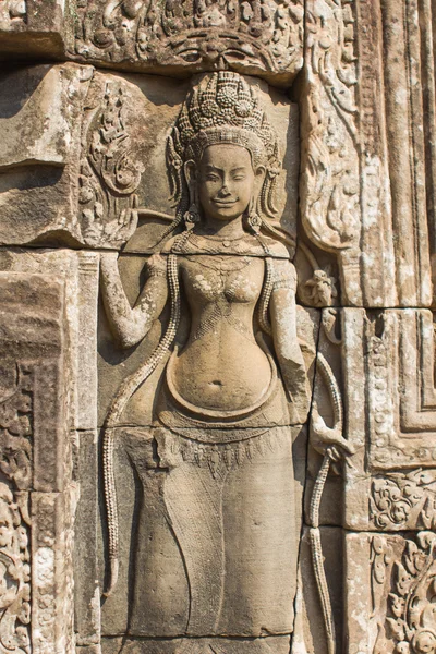 Apsara λιθοτεχνίας χορευτής στο Angkor Wat ο ναός — Φωτογραφία Αρχείου