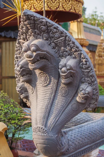 Stone carved of five-headed snake as decoration. — Stock Photo, Image