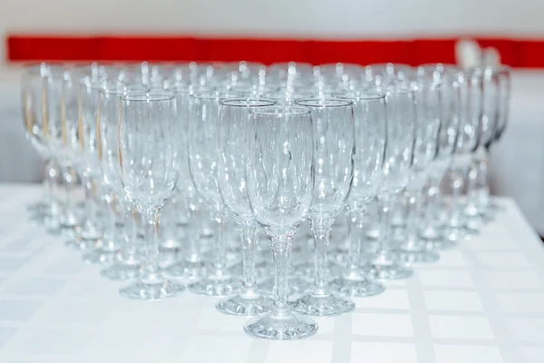 Many empty champagne glasses — Stock Photo, Image