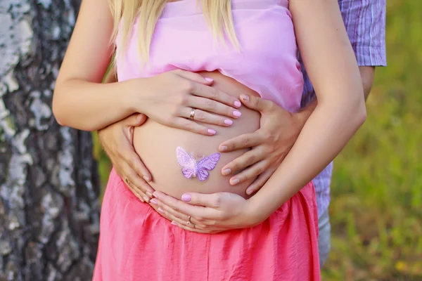 Těhotná žena břicho. — Stock fotografie