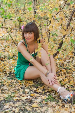 Sonbahar parkında güzel bir kız