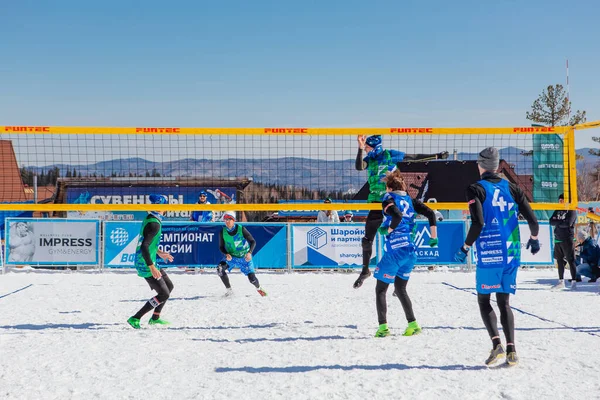 Sheregesh Russian Federation April 2021 Final Tournament Russian Snow Volleyball — Stock Photo, Image