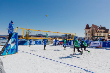 Sheregesh, Rusya Federasyonu - 2 Nisan 2021: Rusya voleybol şampiyonası.
