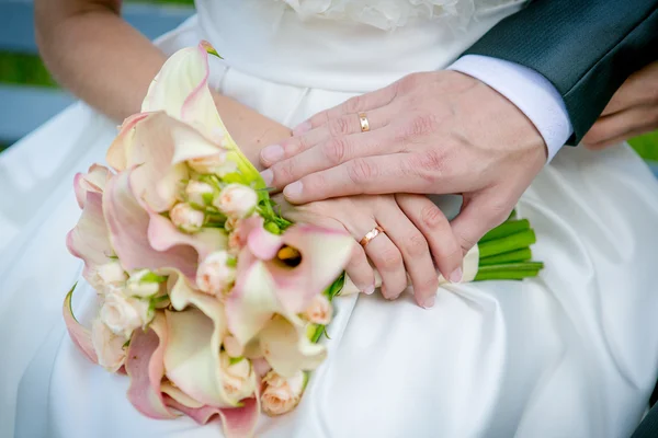 花嫁と新郎の手. — ストック写真