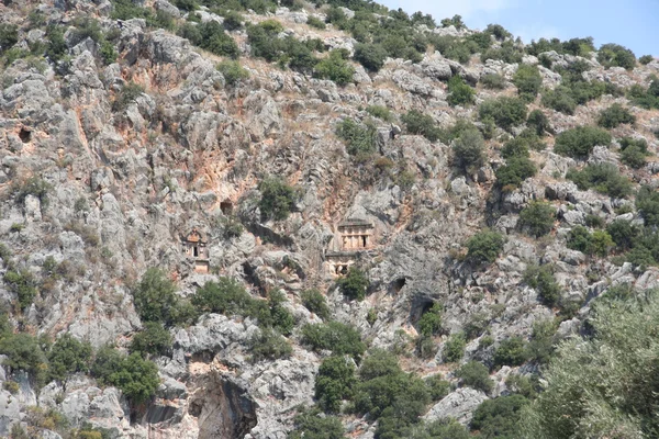 Starożytne skale grobowców w Myra — Zdjęcie stockowe