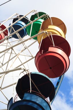 Dönme dolap ve mavi gökyüzü.