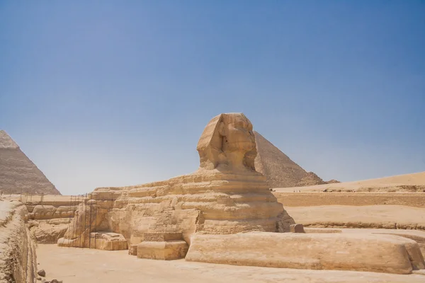 Сфинкс и пирамида в Гизе — стоковое фото