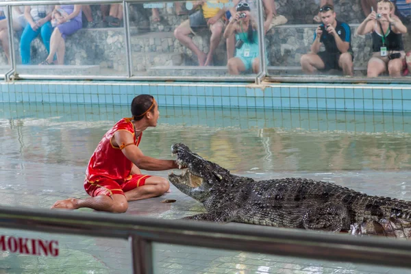 Thailändische Krokodilshow. — Stockfoto