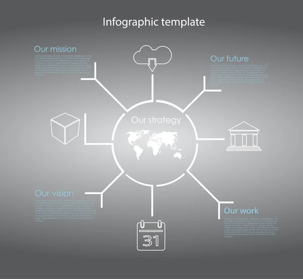 Modelo de rede infográfica de círculos abstratos vetoriais — Vetor de Stock