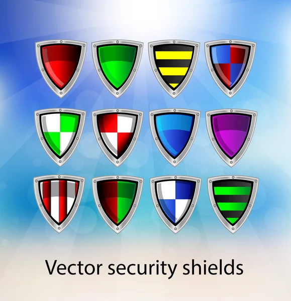 Set of vector security shields — Stock Vector