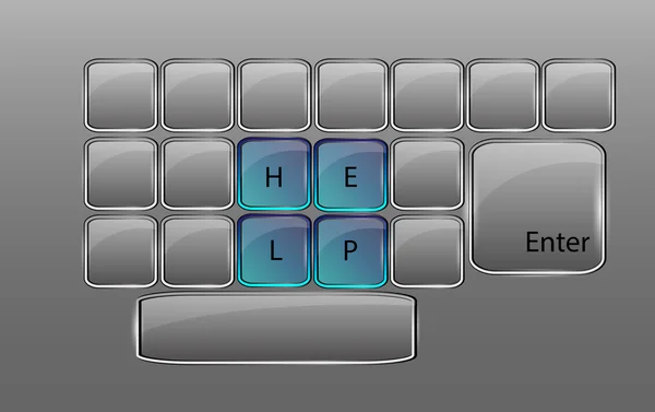 Векторная стеклянная клавиатура со знаком HELP — стоковый вектор