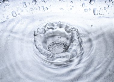 su yüzeyine düşen su damlası detay