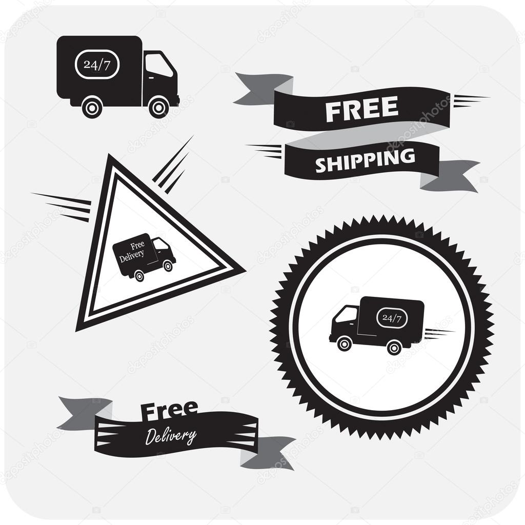 illustration of icons shipments and free delivery,