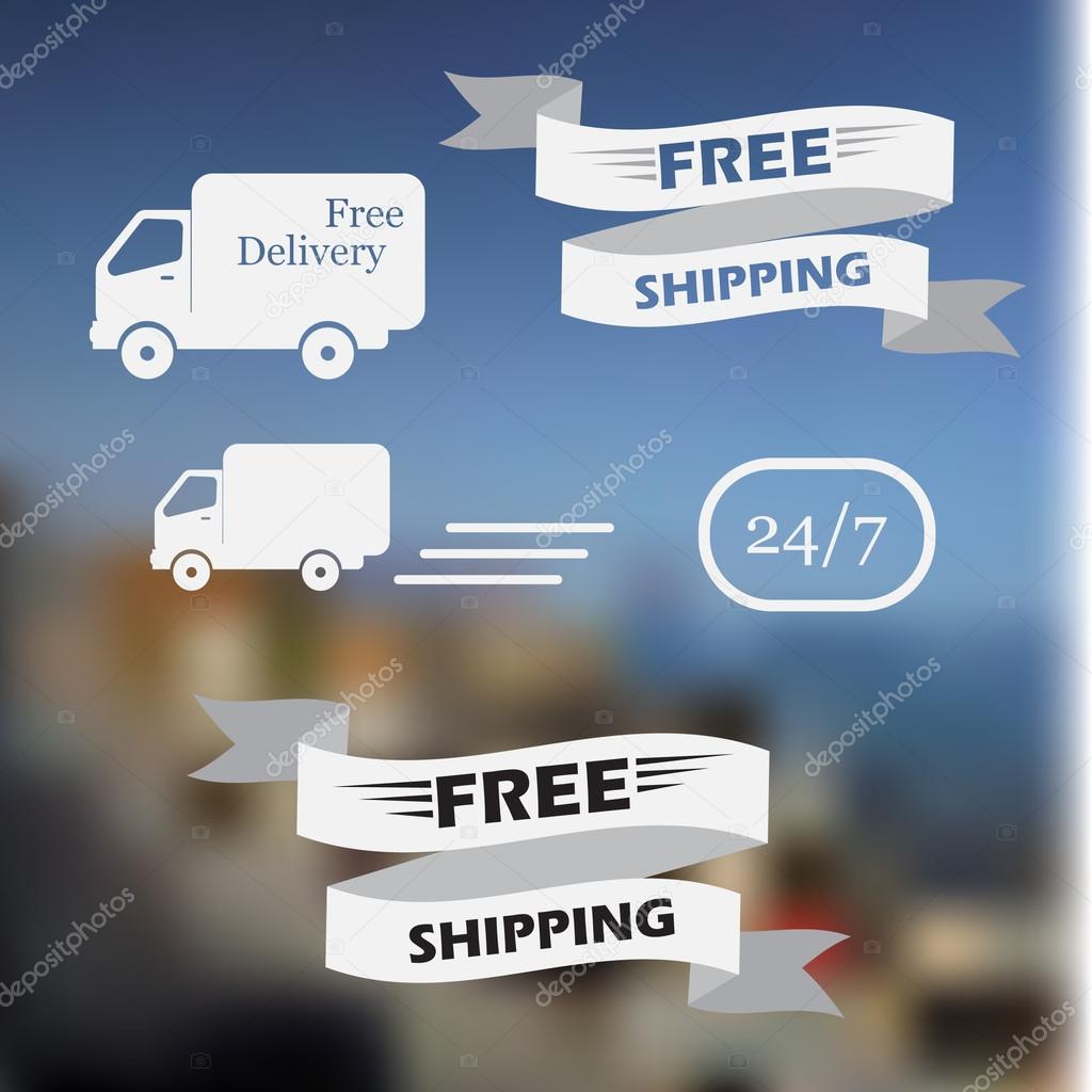 illustration of icons shipments and free delivery
