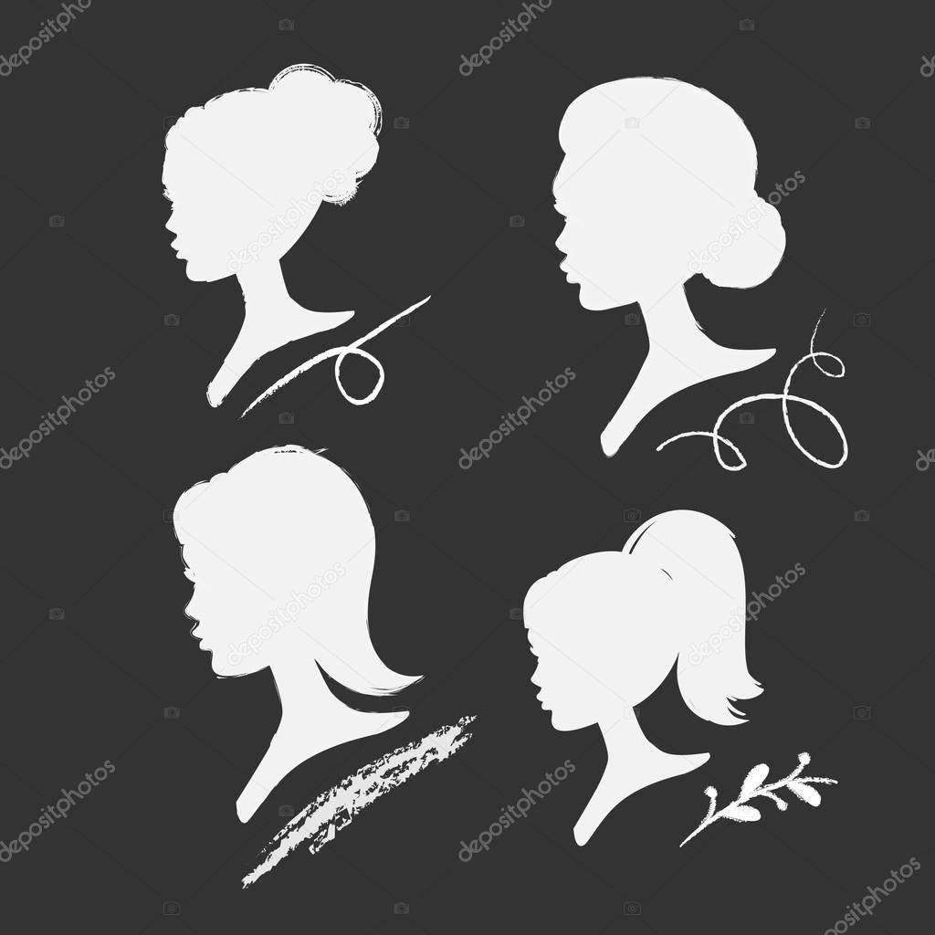 set of vector women silhouettes