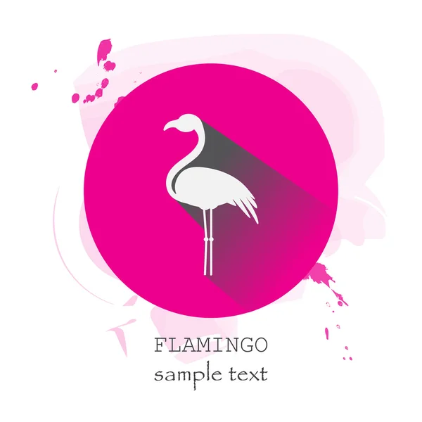 Flamingo pictogram met lange schaduw — Stockvector