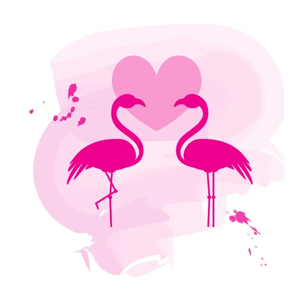 Twee Flamingo's in liefde — Stockvector