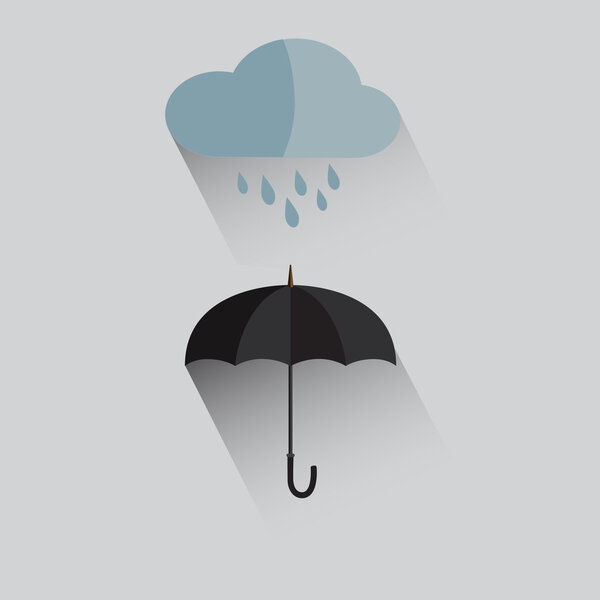 Umbrella and rain flat icon