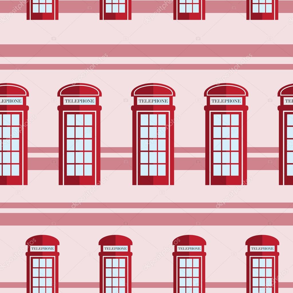 Red telephone box  seamless pattern
