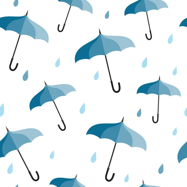 Seamless pattern with blue umbrellas — Stock Vector