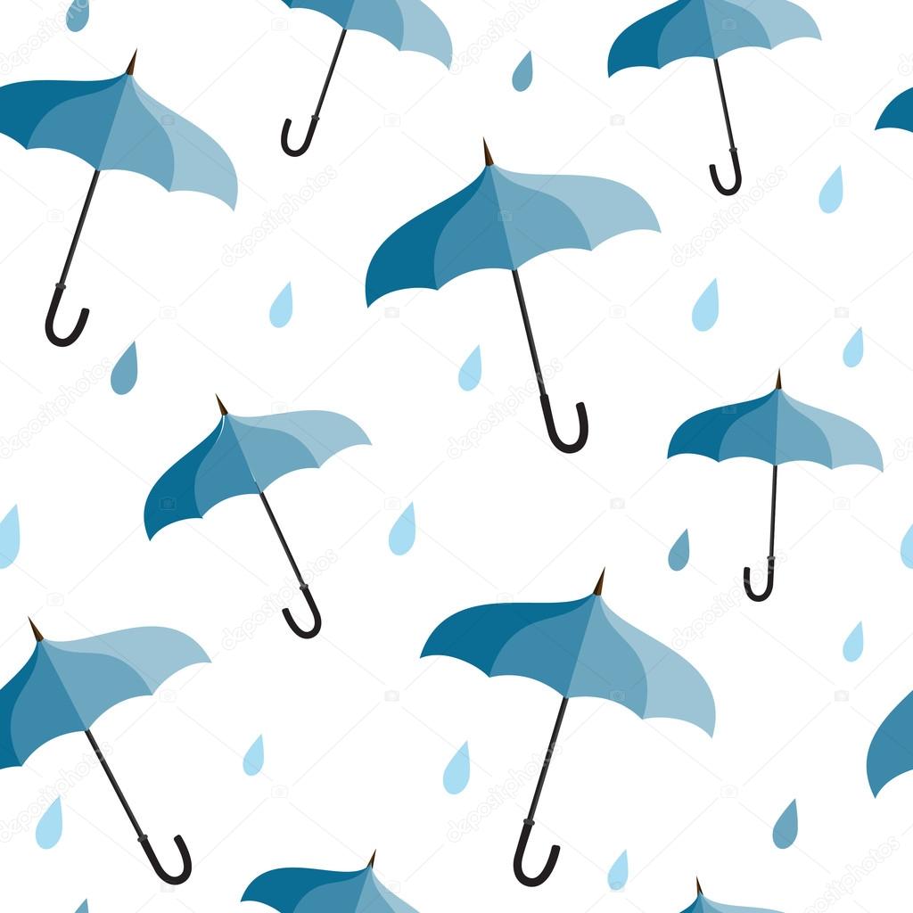 Seamless pattern with blue umbrellas