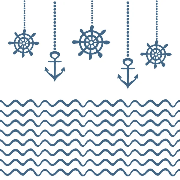 Blue and white nautical template — Stock Vector