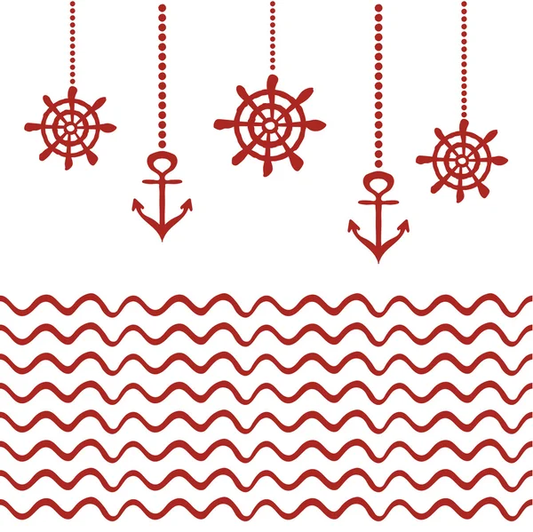 Red and white nautical template — Stock Vector