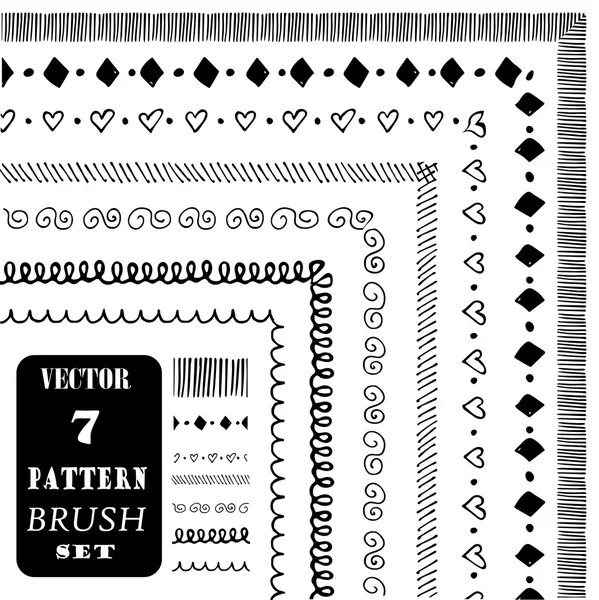 Hand drawn decorative vector pattern brushes — Stock Vector