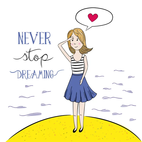 永远不要停止梦想。手绘插画. — 图库矢量图片