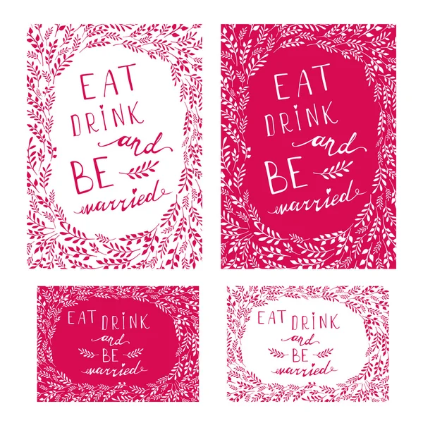 Poster wedding lettering Eat drink and be married. Stock Vector