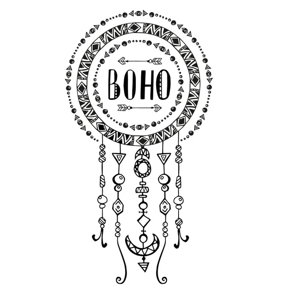 Handgezeichnetes Schild im Boho-Stil. Vektorillustration. — Stockvektor