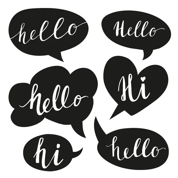 Speech bubbles with Hello word. Hand drawn vector — Stock Vector