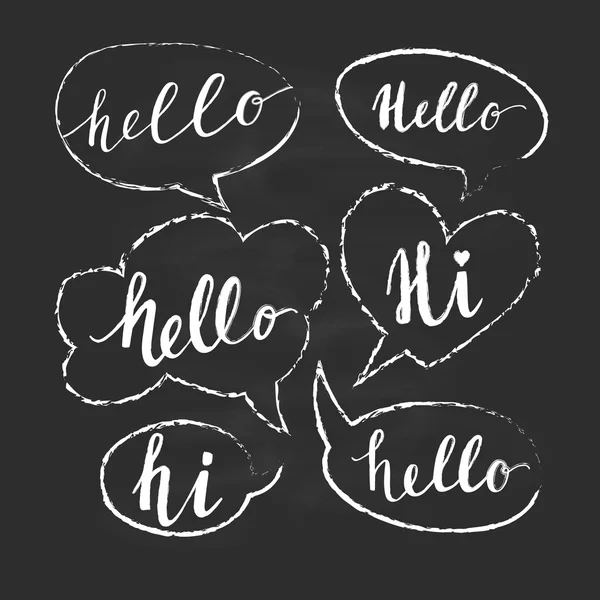 Speech bubbles with Hello word. Hand drawn vector — Stock Vector