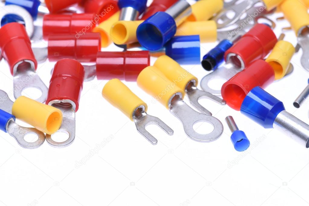 Crimp terminals isolated on background