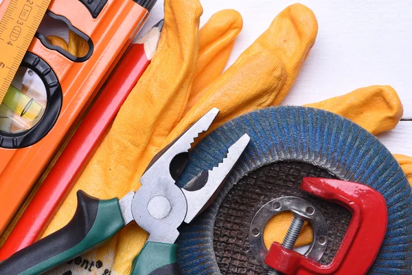 Set of construction tools on background — Stock Photo, Image