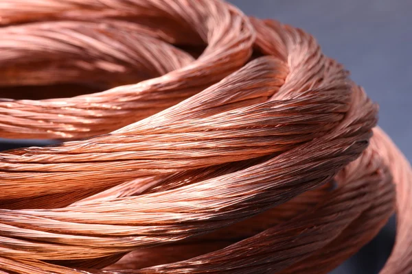 Closeup of copper wire, concept of development and market of raw materials — Stock Photo, Image